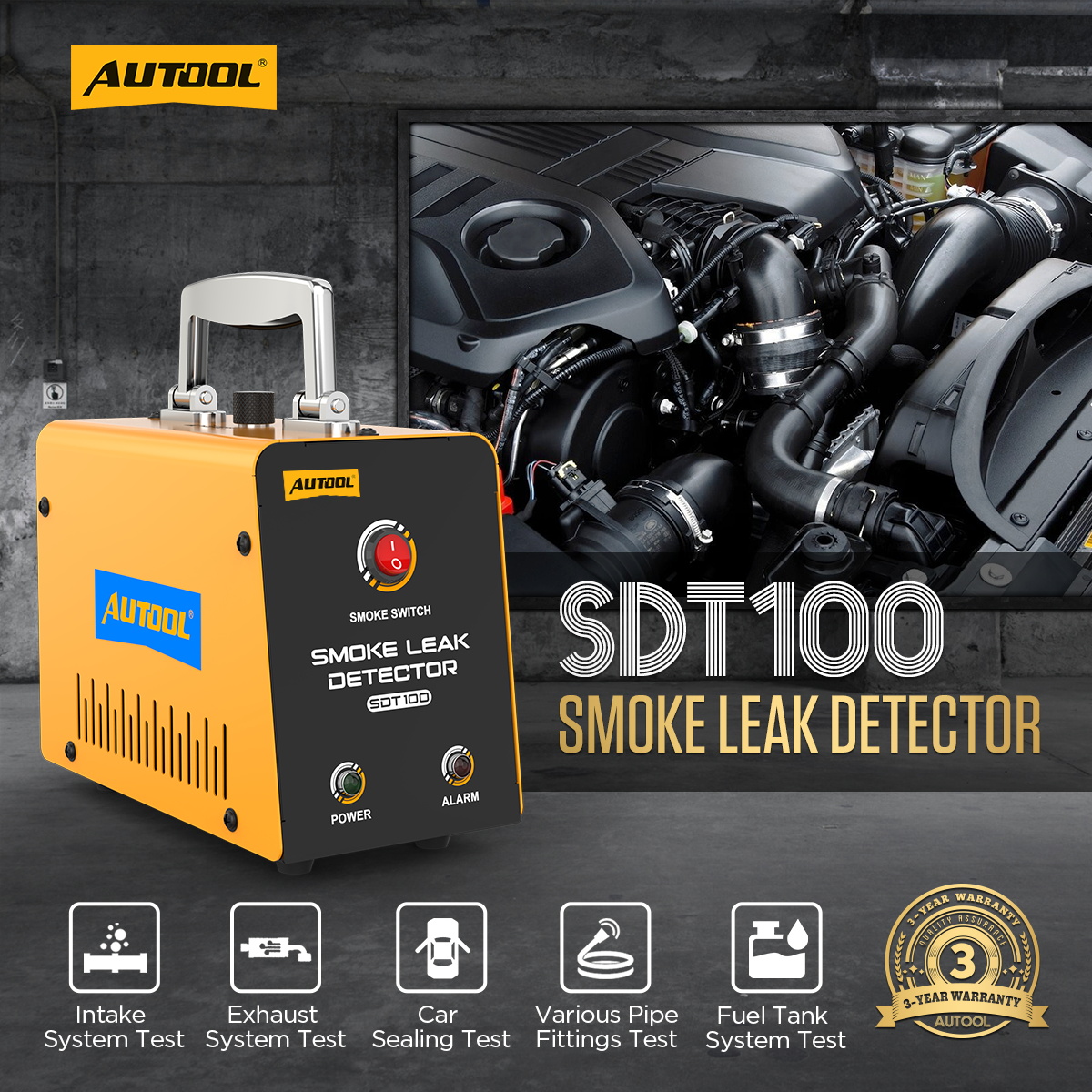 AUTOOL SDT100 12V Smoke Machin - огляд і ціна Smoke Leak Detector