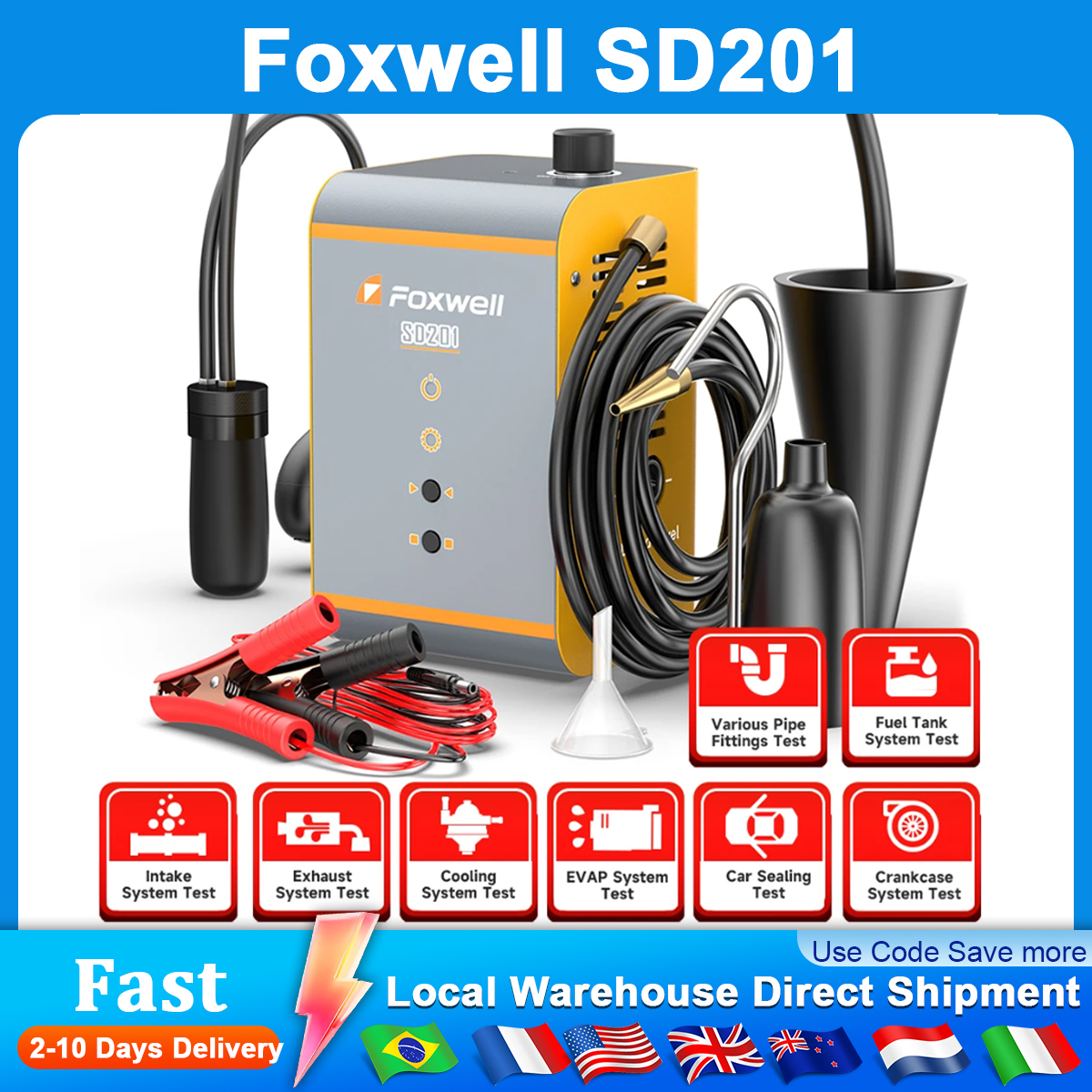 FOXWELL SD201 12V Car Smoke Le - огляд і ціна Smoke Leak Detector