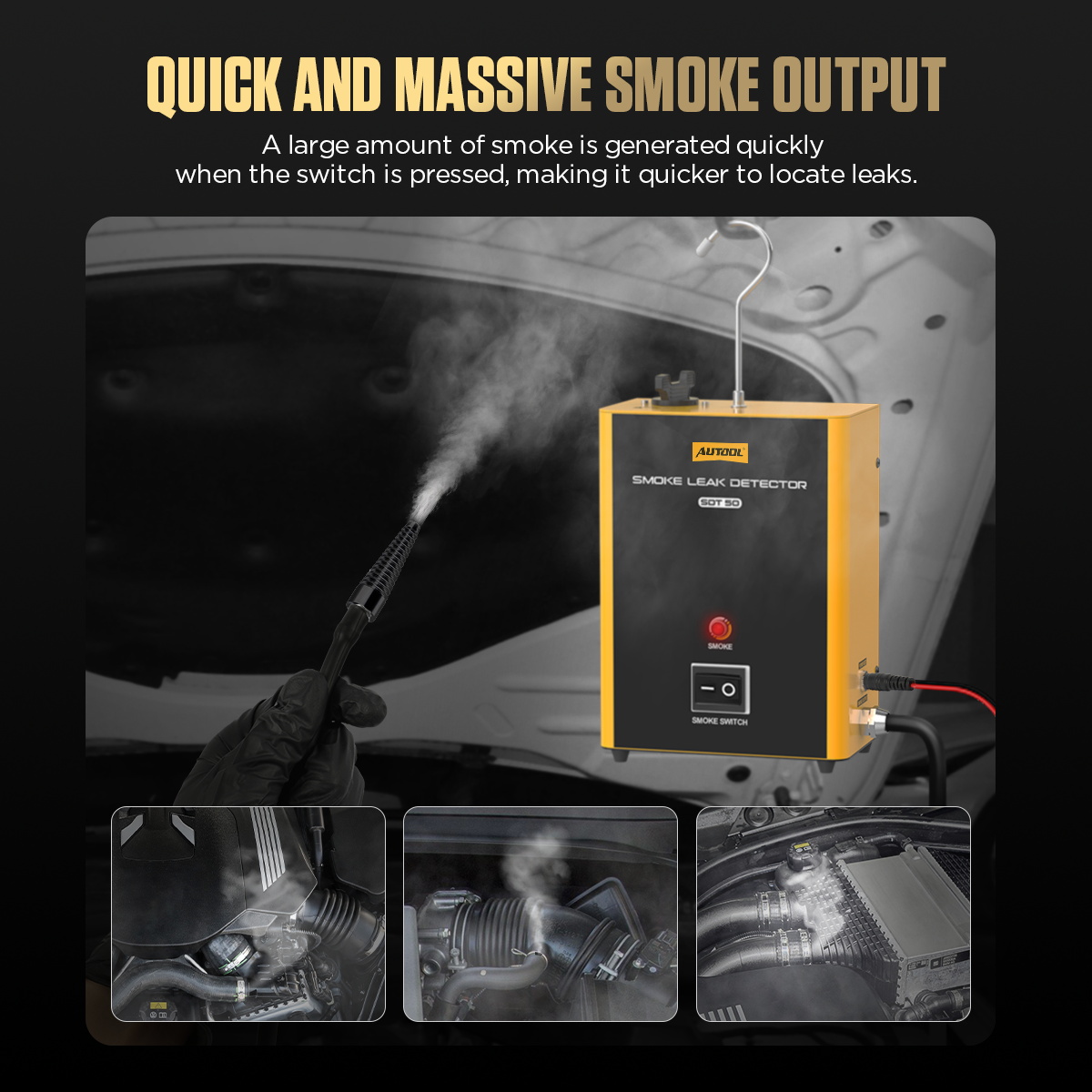 AUTOOL SDT50 12V Car Smoke Lea - огляд і ціна Smoke Leak Detector
